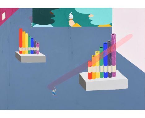 λ Peter Mcdonald (British/Japanese b. 1973)PanpipesAcrylic on canvas Signed, titled and dated 2008 (verso)81 x 114cm (31¾ x 4