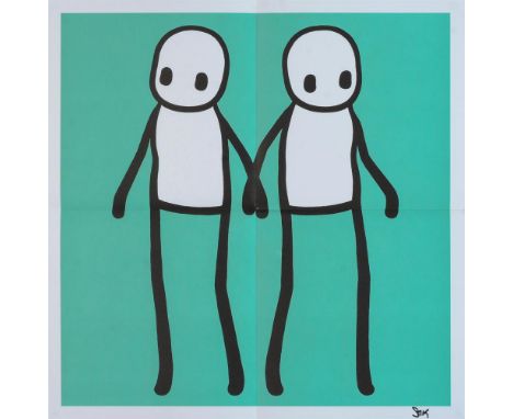 λ Stik (British b. 1979)Holding Hands (Red, Orange, Yellow, Blue & Teal)Lithographs printed in colours, 2020The complete set,
