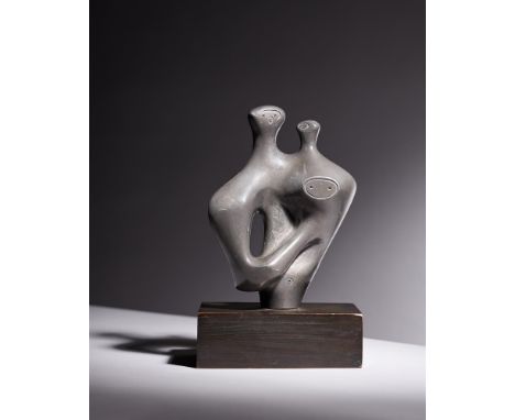 λ Henry Moore (British 1898-1986) Mother and Child  Lead  17.2 x 13 x 6.5cm (6 3/4 x 5 1/8 x 21/2in.) (excluding base)Conceiv