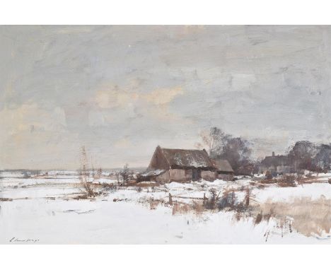 λ Edward Seago (British 1910-1974)Norfolk landscape under snowOil on boardSigned (lower left)51 x 76cm (20 x 29¾ in.)Provenan