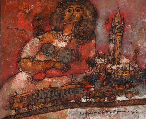 λ Théo Tobiasse (French-Israeli b. 1927)Les jours se suivent a St. Germain-des-PrésOil on canvasSigned (upper left) and title