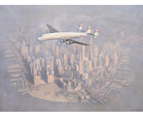 λ David Shepherd (British 1931-2017)Super Constellation over New YorkOil on canvasSigned (lower right)76 x 102cm (29¾ x 40 in