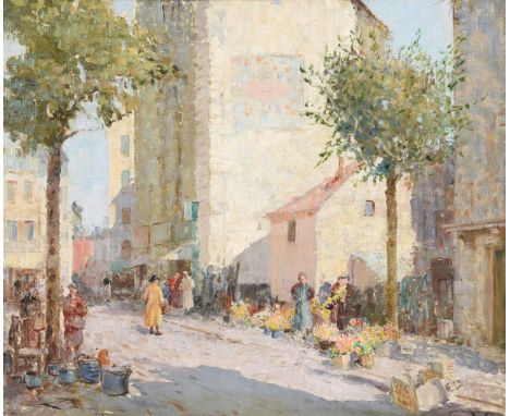 λ William Lee Hankey (British 1869-1952)Pottery and Flowers, DieppeOil on canvasSigned (lower right); titled and dated 1947 (
