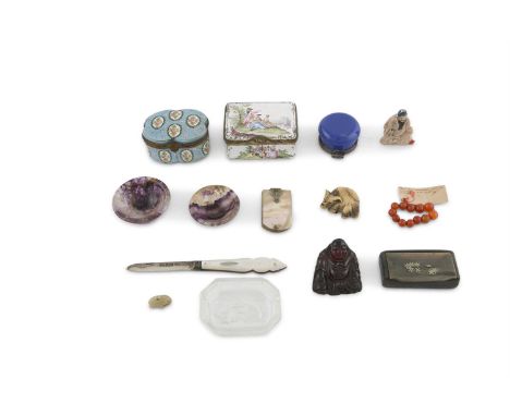 A MISCELLANEOUS COLLECTION OF ITEMS; comprising a ring of beads with old paper label 'Part of necklace given by Napoleon III 