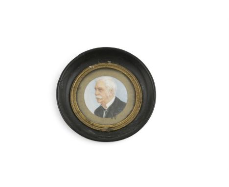 JESSICA ELIZABETH CORRIE (c. 1900)Miniature Portrait of General William Charles Forest Oil on ivory, tondo, portrait, 4cm dia
