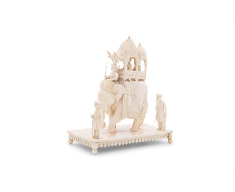 ***PLEASE NOTE: THIS ITEM CONTAINS OR IS MADE OF IVORY***AN INDIAN CARVED IVORY PROCESSIONAL GROUP, late 19th century, modell