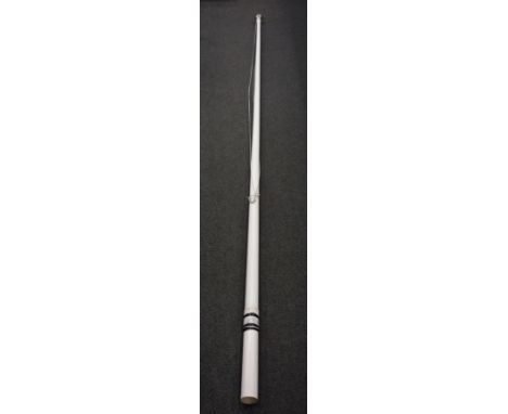 Fibre glass flag pole, silvered finial, approx. H6m