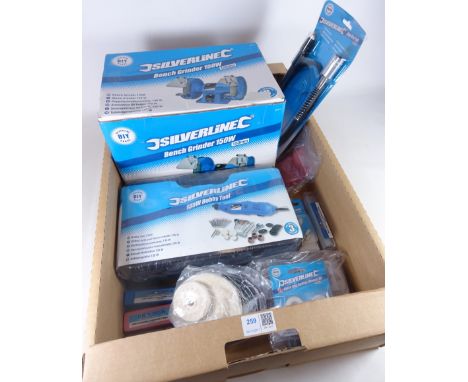Silverline bench grinder 150W, Silverline hobby tool 135W, flexi drive shaft and fittings    Condition Report   Click here fo