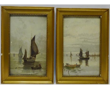 'Whitby', watercolour signed with initials N R dated 1911 and one other early 20th century oil on canvas mounted on board uns