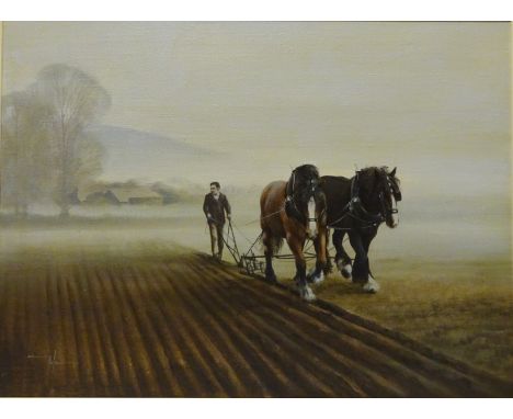Ploughing Scene, 20th century oil on canvas indistinctly signed Tilson 43cm x 59cm and Hutton-le-Hole, watercolour signed by 