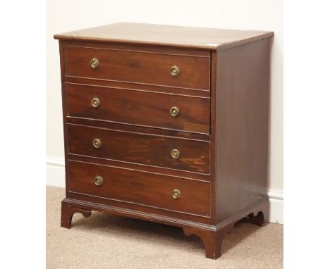 Georgian mahogany commode double hinged top, raised on bracket feet, W63cm, H70cm, D42cm