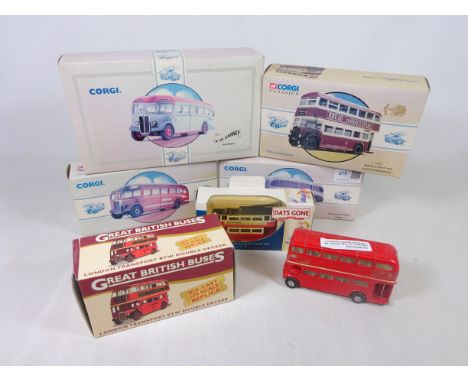 Four Corgi 'Classic Commercial' die cast Buses boxed & another dies cast bus models (7)   Condition Report   Click here for f