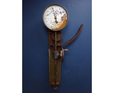 19th Century Goodband & Holland and Southall Iron Works of Manchester bale scales from Dewsbury Mill, H122cm 