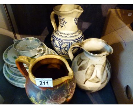 Quantity of Spode dinnerware and three ceramic jugs