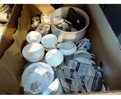 Two boxes of assorted china including a tea service