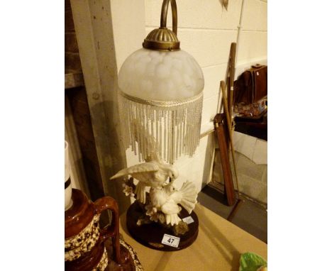 Table lamp with ceramic bird base