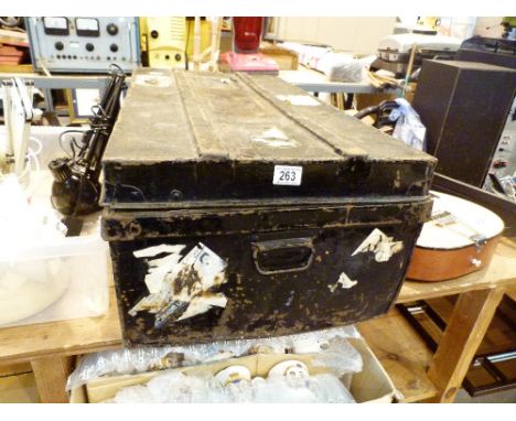 Large metal luggage trunk