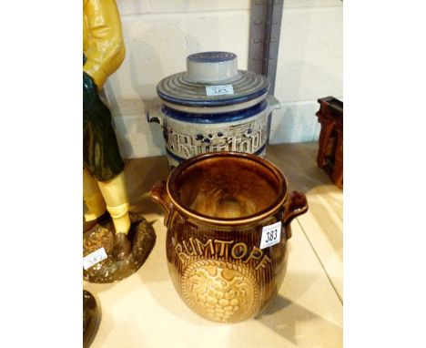 Lidded rumtopt ceramic biscuit barrel and vase