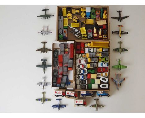 A large group of playworn diecast vehicles and aircraft by CORGI and MATCHBOX - P/VG all unboxed (Q)