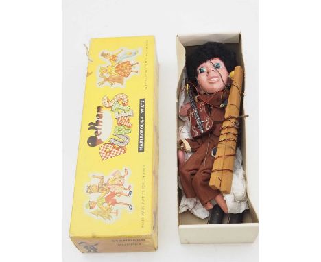 An original PELHAM PUPPET SL Pop Singer (brown clothes) in snake charmer box - G/VG in F/G box
