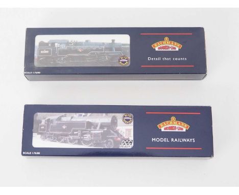 A pair of BACHMANN steam locomotives, comprising a 32-352 Standard Class 4MT Tank and a 32-876 Fairburn Tank, both in BR blac