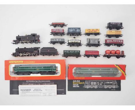 A group of HORNBY and LIMA OO gauge rolling stock comprising 2x class 31 diesels, 2x steam locos and a group of wagons - G in