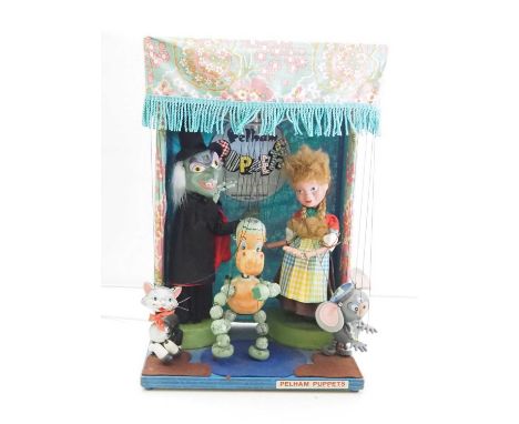 A PELHAM PUPPETS Automaton mini display unit - Baby Dragon with witch, girl, mouse and cat - G/VG (plug fitted and has been t