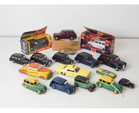 A group of boxed and unboxed mixed scale Taxis to include CORGI, DINKY, BUDGIE and TRI-ANG (TRIANG) SPOT-ON, plus a MATCHBOX 