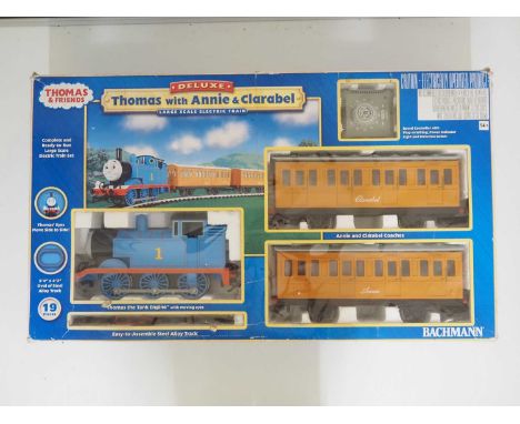 A BACHMANN G scale 'Thomas with Annie and Clarabel' Train Set from the Thomas and Friends range - comprising loco, two coache