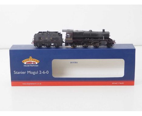 A BACHMANN OO gauge 31-690 Stanier Mogul class steam locomotive in LMS black livery (heavily weathered) - G/VG in VG box