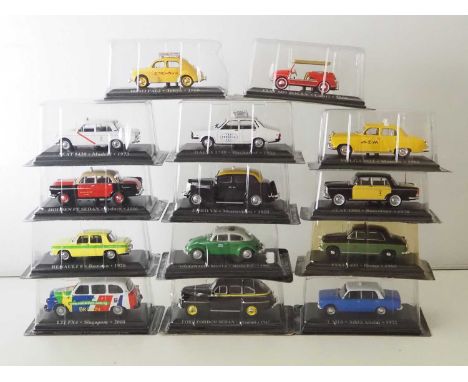 A group of diecast 1:43 scale model Taxis by IXO -ALTAYA (ex magazine) to include a Fiat 600 Jolly, a Dacia 1300 and a Seat 1