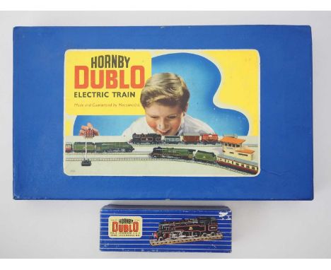A HORNBY DUBLO EDG19 OO Gauge 3-rail 2-6-4 tank goods train set, appears complete, but engine in poor condition, together wit