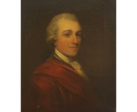 Circle of Allan Ramsay (1713-1784) Portrait of Robert Chester, head and shoulders, in a grey wig and red cloak Oil on canvas 