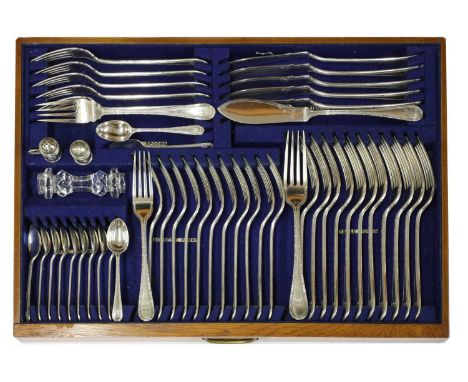 A comprehensive George V silver twelve-setting canteen of cutlery, by Thomas Bradbury &amp; Sons, Sheffield 1910,each piece w