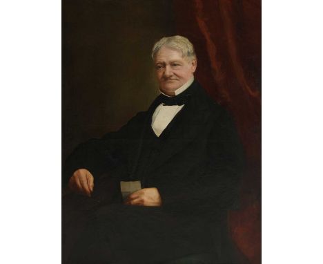 English School, late 19th centuryPortrait of a gentleman, three-quarter length, seated, holding a letterOil on canvas111 x 85