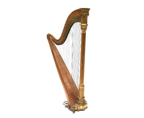 A satinwood harp, by 'Sébastien & Pierre Érard, 19 G. Marlborough Street London', patent no. 5749, P.13960, eight-pedal,180cm
