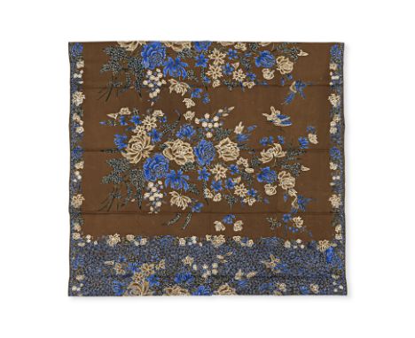 PEKALONGAN BATIK SARONG SIGNED OEY HAN TJOUW
Java, North Coast, Circa 1930-50, golden-brown and blue tones, various flowers, 