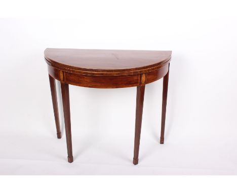 A 19th Century mahogany, crossbanded and inlaid card table 79cm high, 85cm wide 
