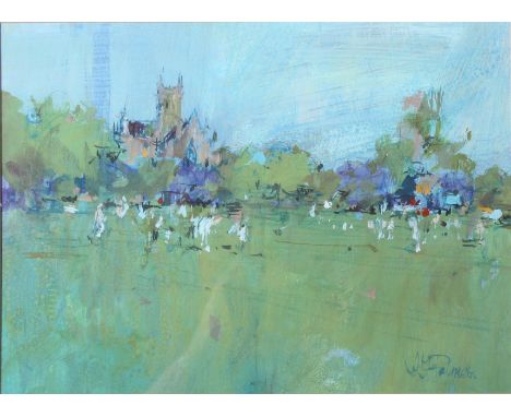 John Frederick Palmer (1939) (Bristol Savages)Worcester Cathedral overlooking the cricket groundMixed mediaSigned lower right