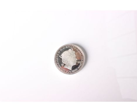 Queen Elizabeth II 90th birthday silver £100 coin.   Gibraltar issue 2016, 38.6mm diameter, 56.56g weight. 