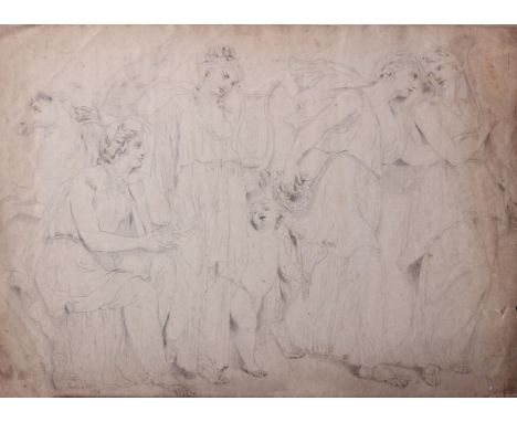 A group of assorted prints and figurative studies, including 'Fisherman's Children', dated '36, a pencil sketch signed by Joh