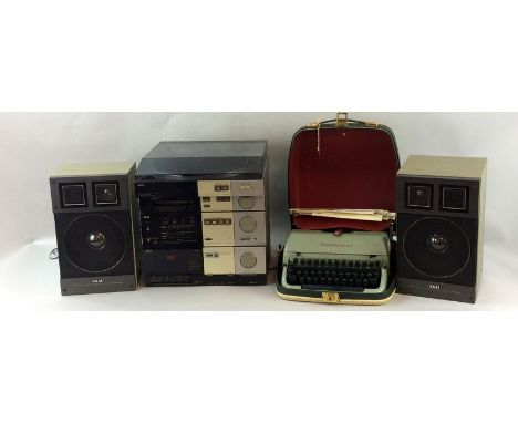 AKAI record player and a Remmington Typwriter