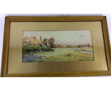 Edwardian water colour by M F May 45x80cm