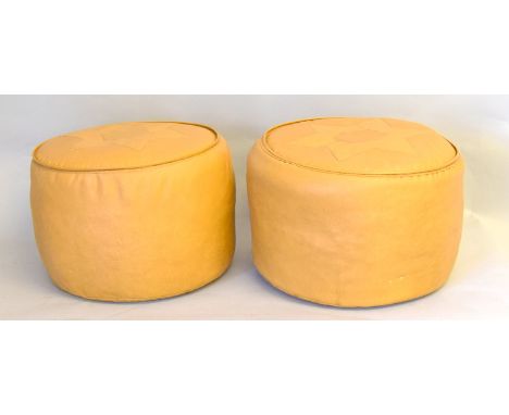 Pair of leather covered foot stools / Pouffe
