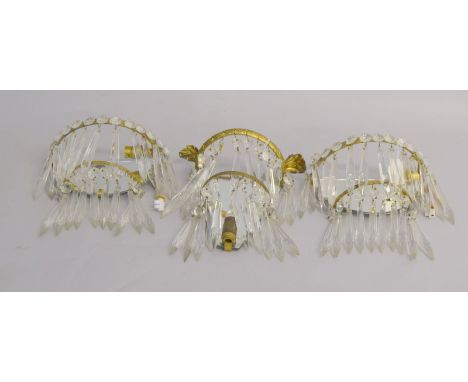 Three Crystal Drop Wall Light Fitting Sconces