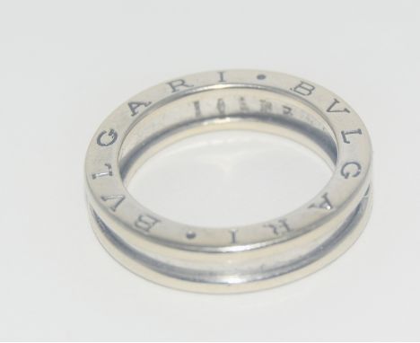 18ct white gold BULGARI ring h/m size N