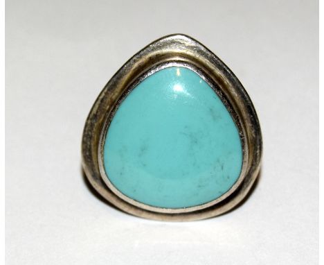 Silver turquoise fashion ring size M