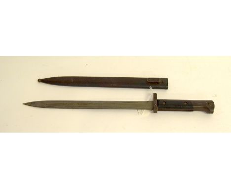 A clean example of a WW2 Czech Model 1924 bayonet made for the Third Reich in its steel scabbard. Blade length 30cms