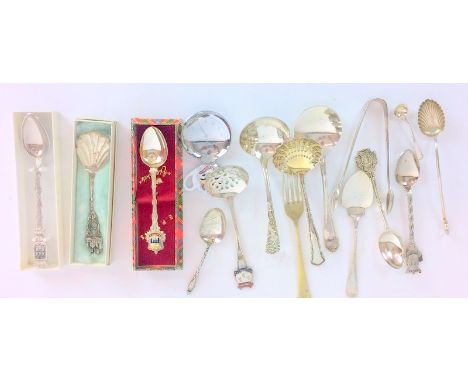 Collection of caddy and other spoons to include silver