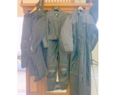 Motorbike Leathers. Scott Trousers Size 32. Spyke Leather Suit Size 146, B Square Waterproofs Size M and Shoei Trousers Size 